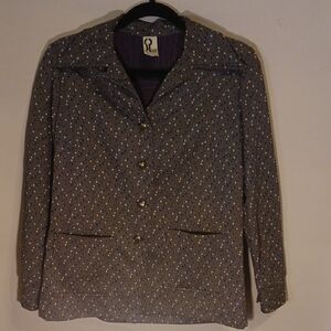 Vtg Smarty Pants Sz 10 USA Polyester Stylish Gray Patterned Blazer B14